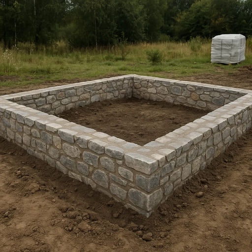 Бутовый фундамент под дом 9×9